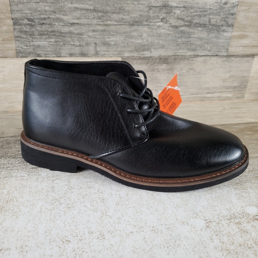 Deer Stags Ballard Boys Chukka Boots Sz 3 M Comfort Black Lace Up Round Toe